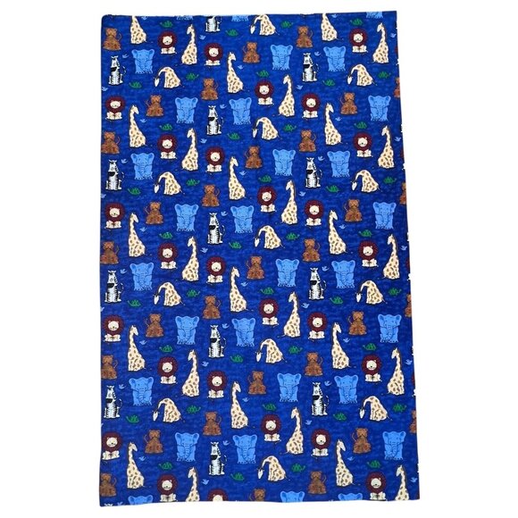 VTG 1998 Fabric Traditions Safari Zoo Animal Print Cotton Blue 1 Yard Lion Zebra - Picture 1 of 4